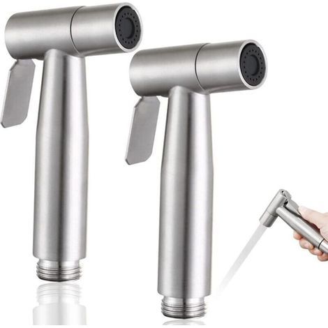 Set di 2 spruzzatori per bidet, doccetta per WC, kit spruzzatore per bidet in acciaio inossidabile, spruzzatori per igiene personale e WC (1/4)