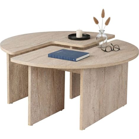 Dmora - Wohnzimmertisch Codroipo, Niedriger Wohnzimmertisch, Kaffeeregal, Couchtisch für Sofa, 90x90 h41 cm, Beige
