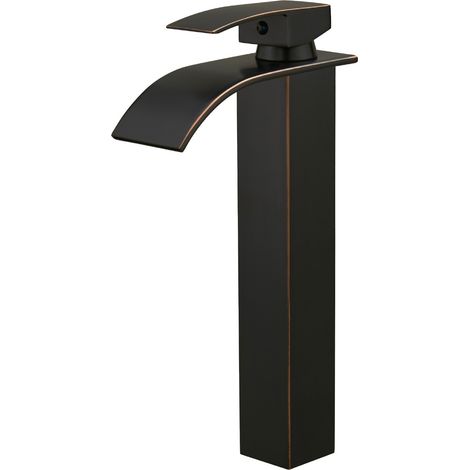 TIBRE XL Robinet mitigeur bec haut en cascade noir brossé - salle de bain (1/5)