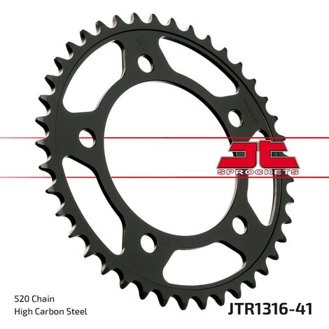 Corona posteriore in acciaio JT R1316-41, 41 denti, misura 520
