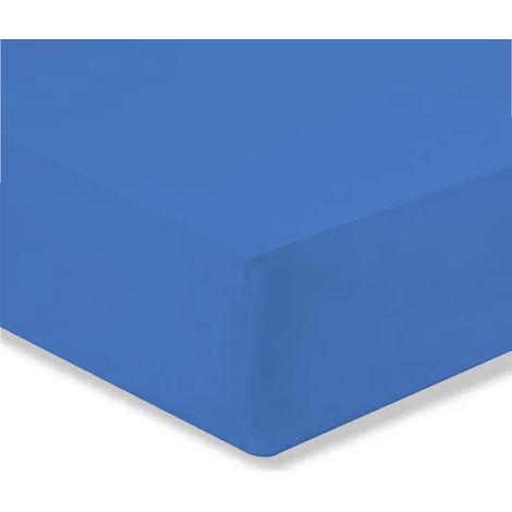 Lenzuolo sopra i ,prodotto in italia realizzato totalmente in cotone colori solidi Bluette - Matrimoniale
