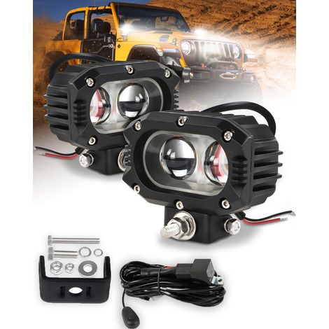Stück LED-Zusatzscheinwerfer, superhelle quadratische LED-Offroad-Scheinwerfer mit weißem Spot-Lichtstrahl und DT-Kabelbaum-Kit für Jeep Wrangler, Pickup, SUV, ATV und UTV (1/5)