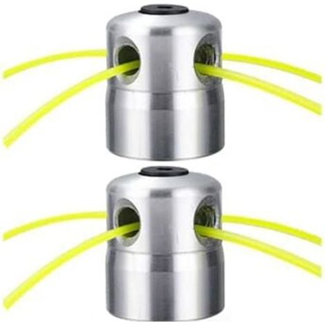 Juego de 2 cabezales universales de aluminio para desbrozadora, con 10 hilos de nailon, para cortacéspedes, jardines y patios. (1/5)