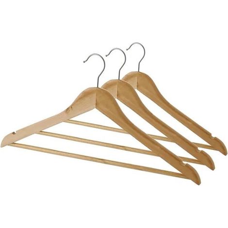 Cintres en bois et métal - JUANIO - Lot de 3 - Coloris naturel - Longueur 44,5 cm - Bois haute qualité (1/3)