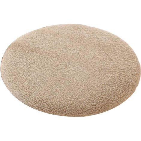 Filiyano-Coussin de chaise rond en polaire douce et moelleuse, imitation laine d'agneau, avec fermeture éclair, chaud et antidérapant, couleur café (1/5)