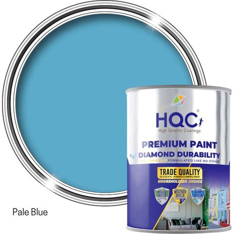 HQC Smooth Masonry Paint -  Weatherproof & Long-lasting Protection For All Exterior Walls - Pale Blue - 2.5L