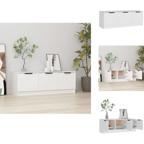 TV-Schrank Weiß 102x35x36,5 cm Holzwerkstoff - TV Schrank - Holzwerkstoff Möbel - Weißer TV Stand - Wohnzimmerschränke - Media Regal (1/5)