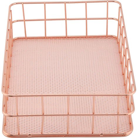 Aufbewahrungskorb aus roségoldenem Eisen, dekorativer Schreibtisch-Organizer, D (1/5)
