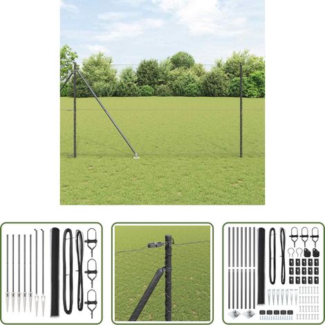 vidaXL Sécurité extérieure - Poteau de clôture. Gris 10 x 1,5 m (maille de 25 mm) (1/5)