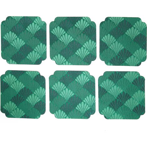 Dessous de verre brodés style japonais, lot de 6, isothermes, utilisables comme sets de table ou ustensiles de cuisine, vert Flabellum (1/5)