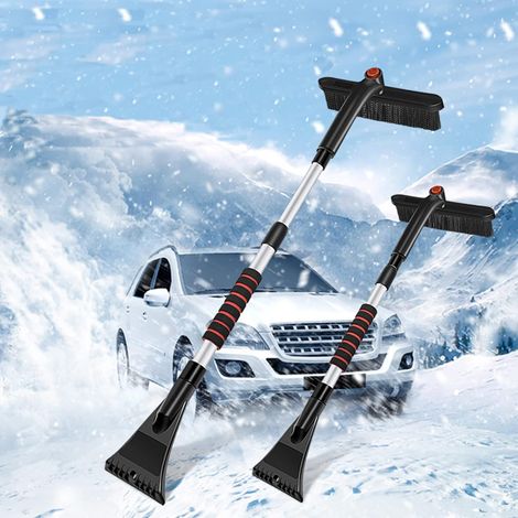 Brosse à neige multifonction 2 en 1 avec raclette, grattoir à glace et poignée en mousse extensible pour voiture, camion, SUV pour pare-brise et fenêtre de toit (1/5)