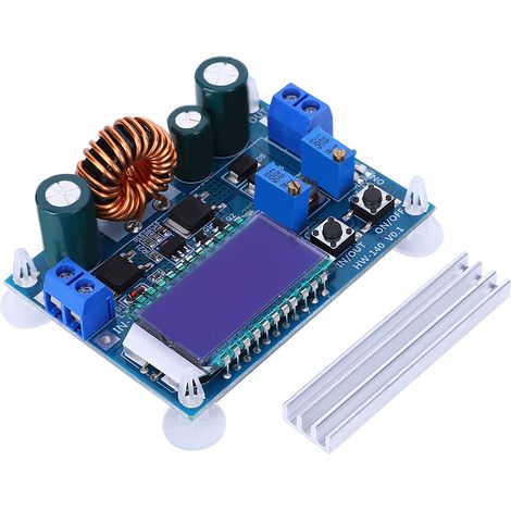 Fdit A Feststrommodul mit LCD-Bildschirm und Rückflussverhinderung für Elektronikprojekte im Innenbereich.