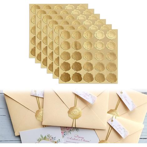 Autocollants de Sceaux d'Enveloppe de Coeur,Personnalisés Autocollants d'Invitations de Mariage Étiquettes de Sceaux de Relief Auto-Adhésives pour des Faveurs Invitation,Stickers Mariage,150 Pièces,Or (1/5)