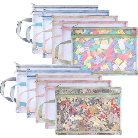 Sac De Rangement En Maille - Format A4 - Fermeture Éclair - Double Couche - Translucide Et Respirant - Lot De 10 (1/5)