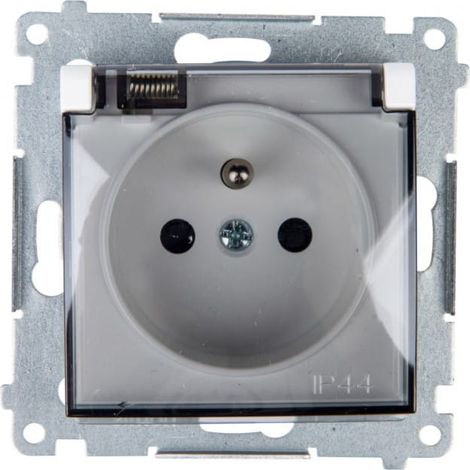 Simon 54 Spritzwassergeschützte Steckdose mit/mit IP44 mit transparenter Abdeckung weiß DGZ1BUZ.01/11A