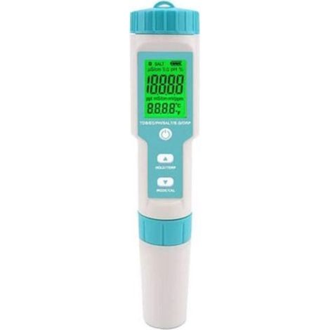 Testeur de salinité de piscine, testeur de pH et de salinité d'eau salée, testeur numérique 7 en 1, testeur de pH et de salinité de piscine (1/3)