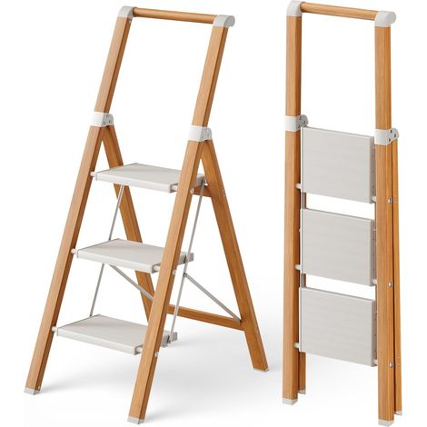 Échelle Pliable 3 Marches, Tabouret Escalier Aluminium  Échelle À Main Courante, Charge 150 Kg, Pieds (1/5)