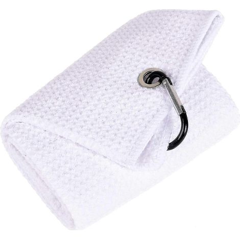 Serviette de nettoyage de golf en microfibre à motif ananas, serviette de yoga en microfibre gaufrée, mousqueton, serviette de sport (lot de 2) blanche (1/5)