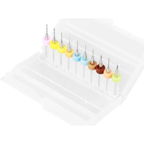 10 Stück Micro Bohrer Set Micro Drill Bits 0,1–1,0 mm PCB Druckplatine Hartmetall Gravierbohrer Bits Set (1/5)