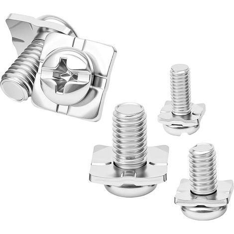 20 Pièces Vis à Tête Cruciforme avec Rondelle Carrée, Vis à Tête Ronde en Acier Carbone M4 x 8 mm avec Rondelle de 8 mm, pour Montage de Panneaux (1/5)