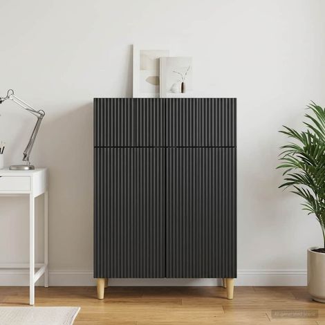 Aparador con cajón Negro 66 x 34,5 x 90 cm Madera de Ingeniería (1/4)