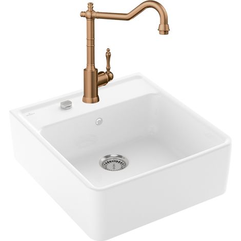Evier VILLEROY ET BOCH Timbre d'office Tradition 1 bac vidage auto + Robinet de cuisine Avia 2.0 Bronze