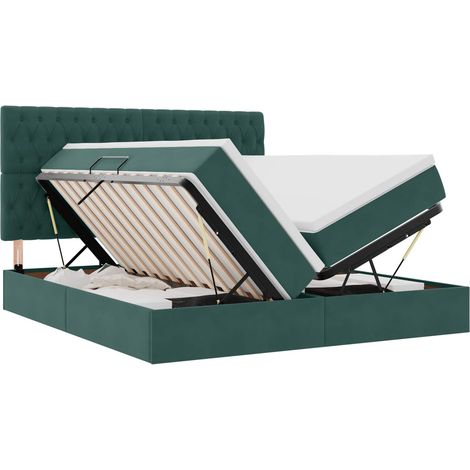 Maison Exclusive - Letto con Contenitore Verde Scuro 180 x 200 cm Velluto