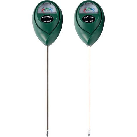 Lot de 2 compteurs d'humidité du sol, compteur d'eau pour plantes d'intérieur, kit de test de sol pour jardin, pelouse, ferme, utilisation intérieure et extérieure, pas besoin de batterie (vert) (1/5)