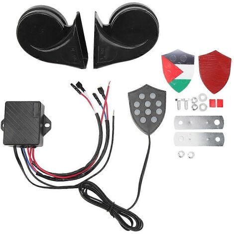 Sistema de bocina electrónica de 12 V y 150 dB con alarma sonora y control remoto, ajuste universal para automóviles, sedanes, camionetas y SUV. (1/5)