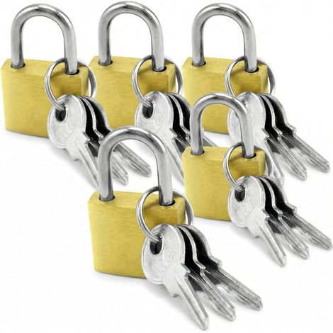 ® 5Pcs Mini Cadenas Clé, petits cadenas en Laiton, pour Valises, Casiers, Bagages, Sacs de Voyage Sac à Dos, 20 mm (1/5)