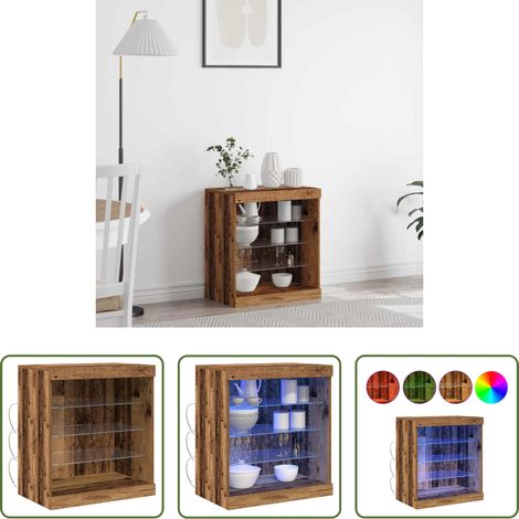 vidaXL RGB-LED-Lichter - LED-Sideboard Altholz 60,5 x 37 x 67 cm Holzwerkstoff (1/5)