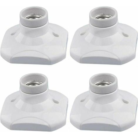 4 Packung mit E27-LED-Lampenfassung, E27-Keramikfassung und Kunststoffsockel, E27-Wandfassung, weiße E27-Fassung mit Ring für Flur-/Decken-/Balkonbeleuchtung (1/5)
