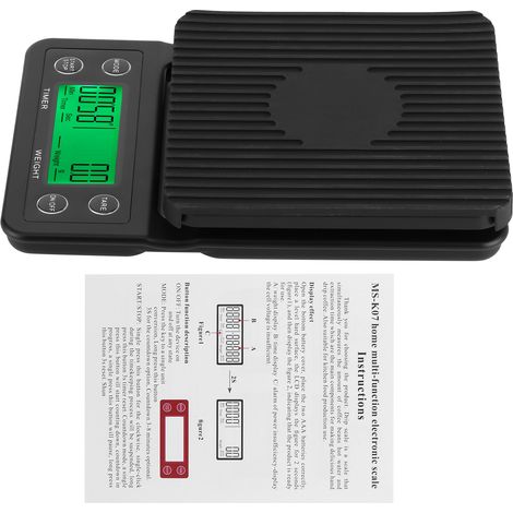 Balance électronique de cuisine numérique LCD pour peser le café fait main, minuterie intégrée, précision domestique (1/5)