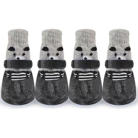 Chaussettes Pour Chien - Semelles Antidérapantes En Plastique - Protection Des Pattes Blessées - Pour Chiens Petits Moyens Et Grands - Lot De 4 (1/5)