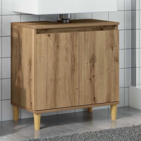 Armoire d'évier-Meuble d'évier chêne artisanal 58x33x60 cm bois d'ingénierie 628998 (1/5)
