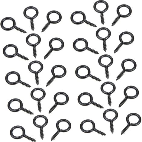 30 crochets à œillet, fer, noir, pour arrimage et mur/plafond (1/5)