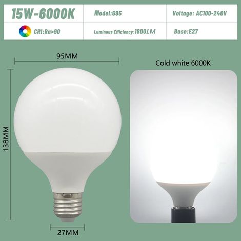 Ampoules LED E27 (15 W, 6 000 K, 4 ampoules), basse consommation, universelles, pour coiffeuse (1/3)