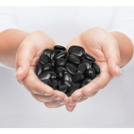 1,35 kg Dekorative schwarze Kieselsteine - 2,5-3 cm flache chinesische Marmorsteine - Kies für Aquarien, Landschaftsgestaltung, Terrarien, Sukkulenten, Vasen - Gesiebte und polierte Flusskiesel (1/5)