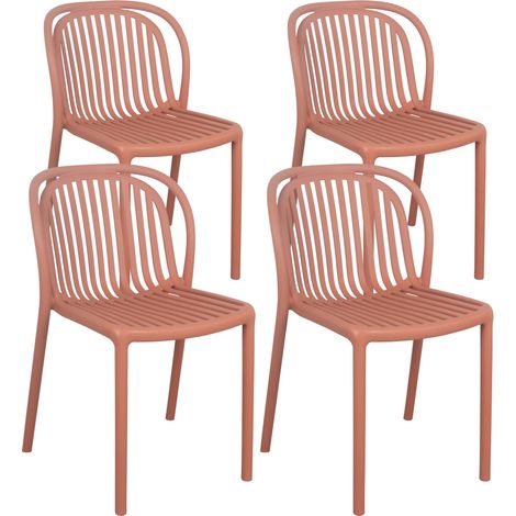 Oviala – Lot de 4 chaises de terrasse empilables en plastique – Résistantes aux intempéries – Charge maximale 100 kg – Hauteur 78 cm