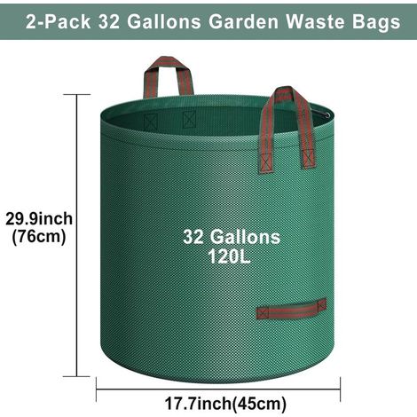 Set mit 2 wiederverwendbaren 120-Liter-Gartenabfallsäcken mit 4 Griffen, stabil und robust, faltbar (1/5)