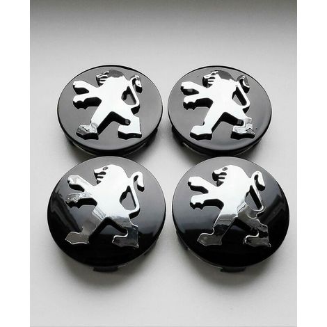 Capuchons centraux de roue en alliage noir Peugeot, lot de 4, moyeu 60mm 106 107 206 207 306 307