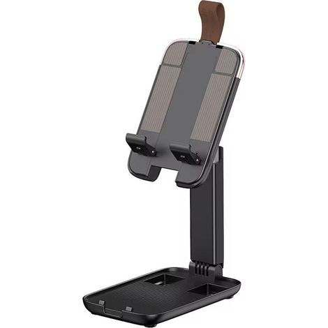 Support de téléphone pliable et portable - noir, compact et léger, compatible avec les téléphones portables et les tablettes.
