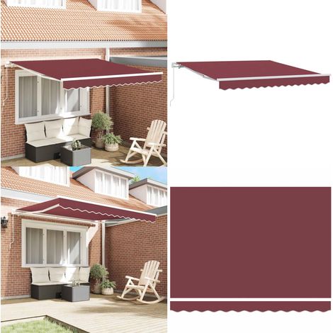 Auvent manuel rétractable bordeaux 300x250 cm - Auvent Retractable - Parasol - Abri Solaire - Protection Uv - Terrace - Home & Living