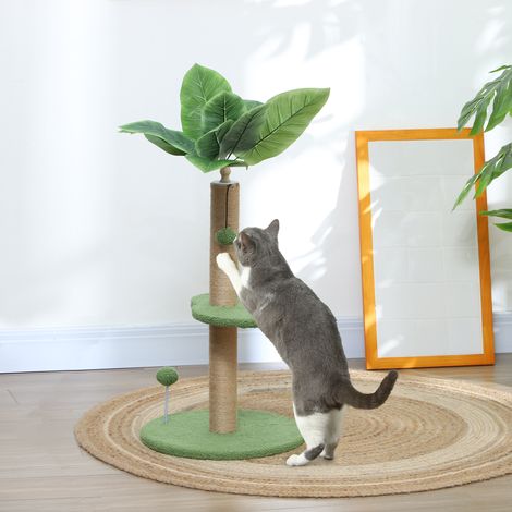 Katzenbaum, Kletterbaum für Katzen, 83 cm hoch, mit Kratzstamm aus Jute, Spielbällen und Plüschplattformen