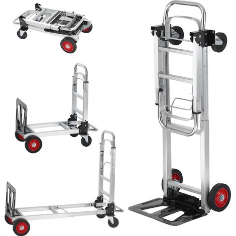 Chariot de manutention en aluminium 2 en 1 pliable, capacité 181,4 kg, diable robuste et chariot à plateforme avec roues en caoutchouc. (1/5)