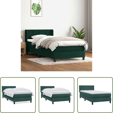 Matratze - Boxspringbett mit Matratze Dunkelgrün 80x220 cm Samt (1/5)