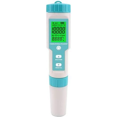 Largeight – Testeur de salinité numérique 5 en 1 – Compteur de pH, salinité, TDS, EC et température – Pour piscine, spa et bain à remous (1/4)