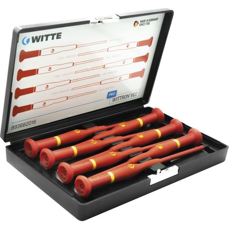 WITTE 89367 - Jeu de 7 tournevis de précision WITTRON VDE en coffret plastique antichoc (PL/PH)