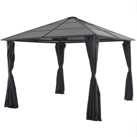 Gartenpavillon mit Vorhang Aluminium 3×3 m Schwarz
