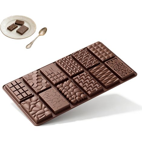 Moule à chocolat en silicone 12 tablettes – Moule profond idéal pour Noël, pralines et bonbons DIY – Parfait pour fabriquer chocolat, pralines et fruits secs (1/5)
